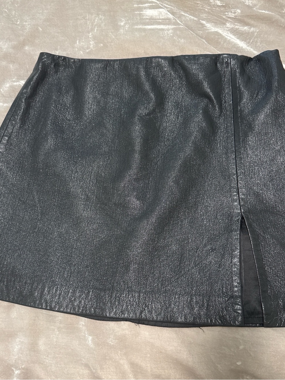 Sunday Best Black Faux Leather Mini Skirt with Side Slit